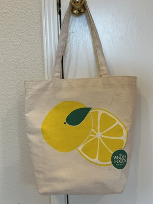 #ad Whole Foods Market Reusable Canvas Grocery Tote Bag Lemon Made in USA Earthwise $23.99