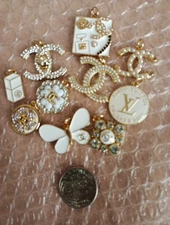 10 Pc Set Designer Chanel Zipper Pull Button Charm Pendant 