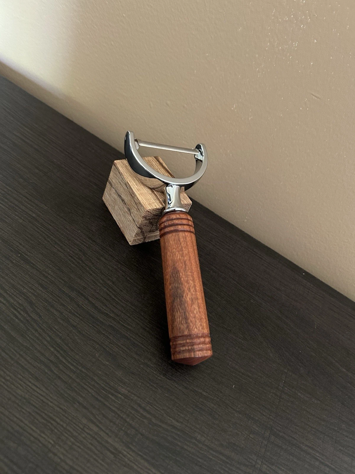 Wood Turned Handmade Vegetable Peeler Kitchen Utensil With Storage Bag.