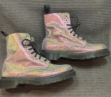 Dr. Marten Pascal Combat Boots in Violet Pink Iridescent Mermaid Size 5 Womens