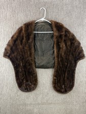 Vintage Real Mink Fur Stole Capelet Brown Shoulder Wrap Glam Classic 70 s