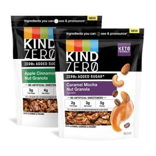 KIND Zero Added Sugar Keto Granola, Variety Pack, Apple Cinnamon Nut and Cara...
