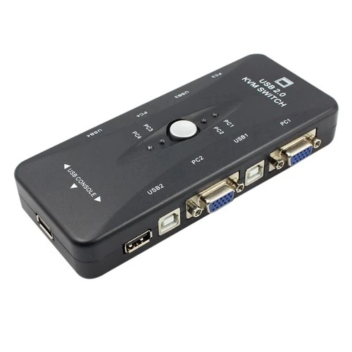 Eins für Vier 4 Port USB 2.0 KVM Schalter Kasten Tastatur Monitor VGA SVGA 6301
