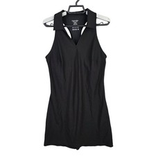 Womens Calvin Klein Performance Black Sleeveless Polo Dress V Neck Polyester S