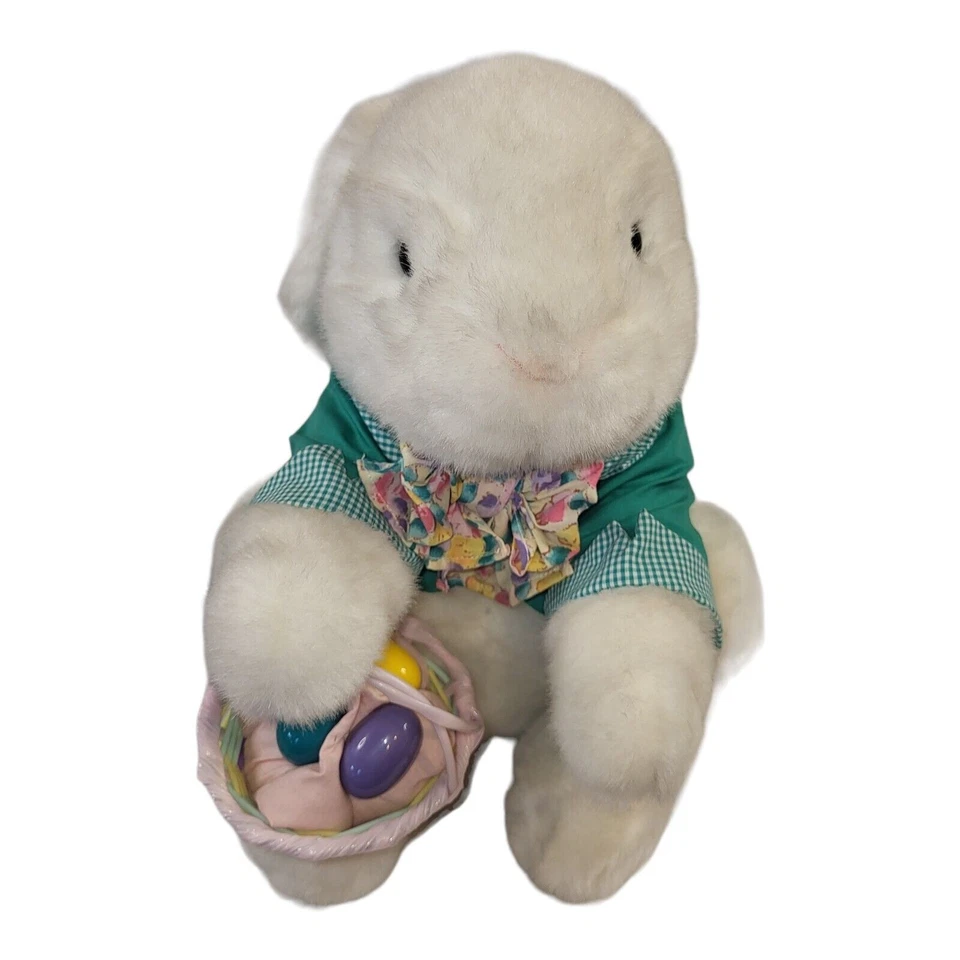 Vintage Commonwealth Bunny Rabbit Peter Cottontail Plush Easter Basket 1995 12" - Image 2 of 4