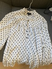 Topshop Cream and black polka dot blouse #polkadot uk 16