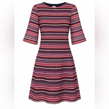 Sandra Darren Striped Knit Sweater Dress Size S NWT Wine Rust 3/4 Sleeve