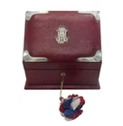 Victorian Sterling Silver Mounted Red Leather Desk Tidy Antique 1900 London