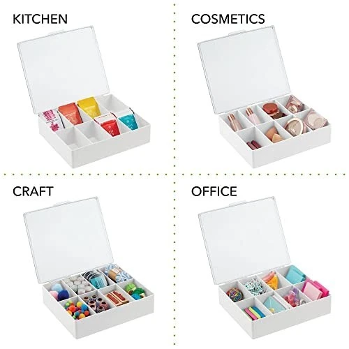 mDesign Kitchen Organiser Storage Box with Lid, 8 Compartments for Tea, Coffee.. - Image 3 of 4