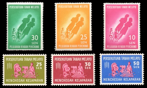 Malaya Sc 108-110 & 111-113 postfrisch komplette Sätze einzelner Briefmarken CV$14