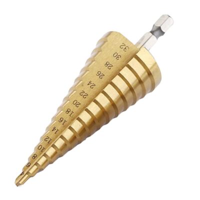 15 Steps HSS Titanium Coated Step Drill Bit Cone 4-32mm Quick Changer Hex Shank