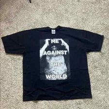 Tupac 2Pac Shakur Me Against The World RAP T-Shirt Faded Black 3XL Streetwear