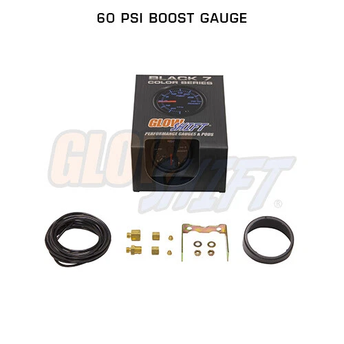 GlowShift 52mm Black 7 Color 60PSI Diesel Boost + 1500F EGT Pyrometer Gauge Set - Image 4 of 4