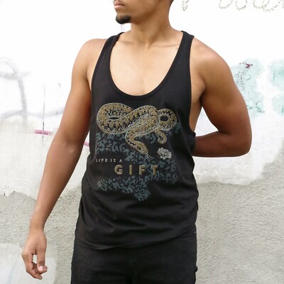 CONTINENTAL Herren/Unisex Tanktop S-L Schwarz 3-farbig bedruckt FAIR + OEKO-TEX