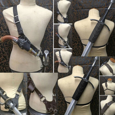 Middle Ages Hot Sword Shoulder Back Sheath Adult Rapier PU Leather Strap Buckle