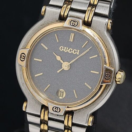 Gucci 9000L 25mm Watch Quartz Women's Black Gold Silver OldGucci Vintage Used - Picture 1 of 7