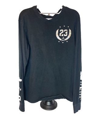 NIKE AIR JORDAN FOLD'EM L/S BLACK/SILVER T-SHIRT MEN Medium 706897-010