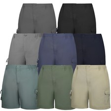Mens Cargo Shorts Elasticated Summer Casual Cotton Combat Pants M-XXL