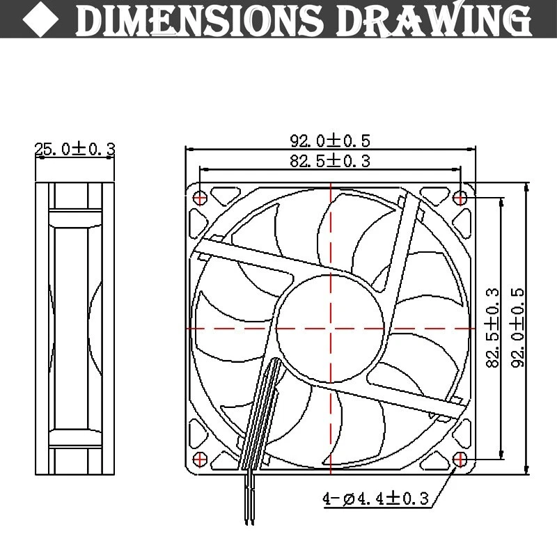 9cm 9025 12V 24V silent chassis cooling fan 2-wire 92*92*25mm - Image 3 of 4