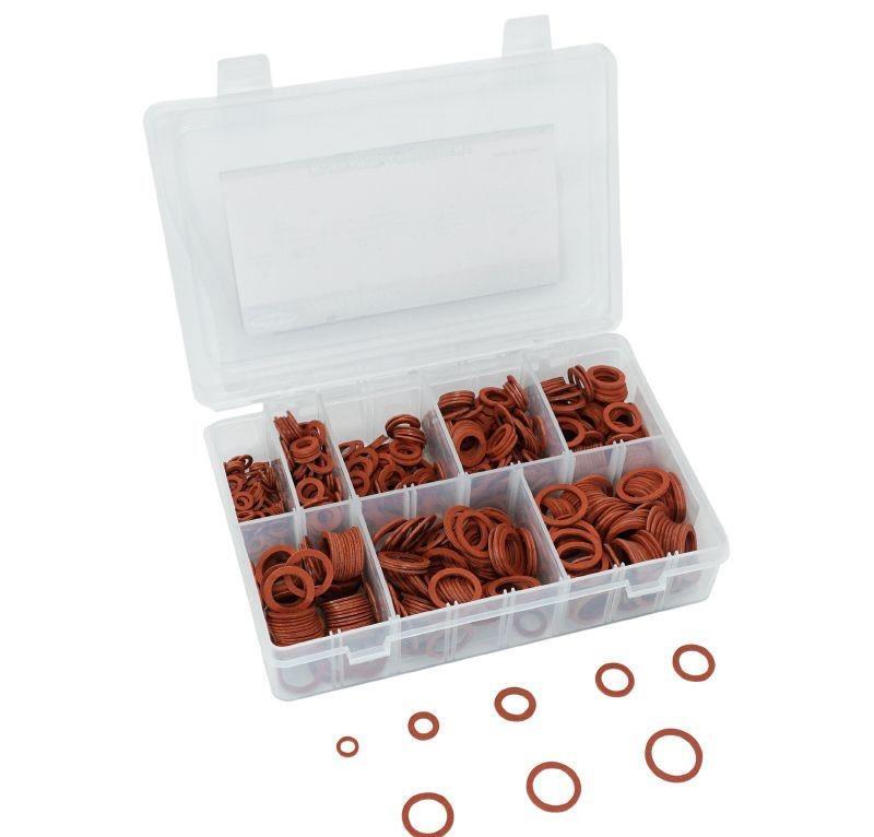 Joint fibre 8 tailles de 6 à 20 mm en boite assortiment de 800 pieces pour plomberie et étanchéité