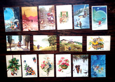 16 vecchie CARTOLINE auguri natale illustrate anni 30 / 40  francobolli