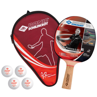 Donic/Schildkröt Tischtennis Set Perrson Line 600 Schläger+ 4xBälle+Hülle Kork
