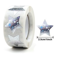 500 PCS Holographic Silver Sparkle Stars Star Self Adhesive Sticker Roll (2.5cm)