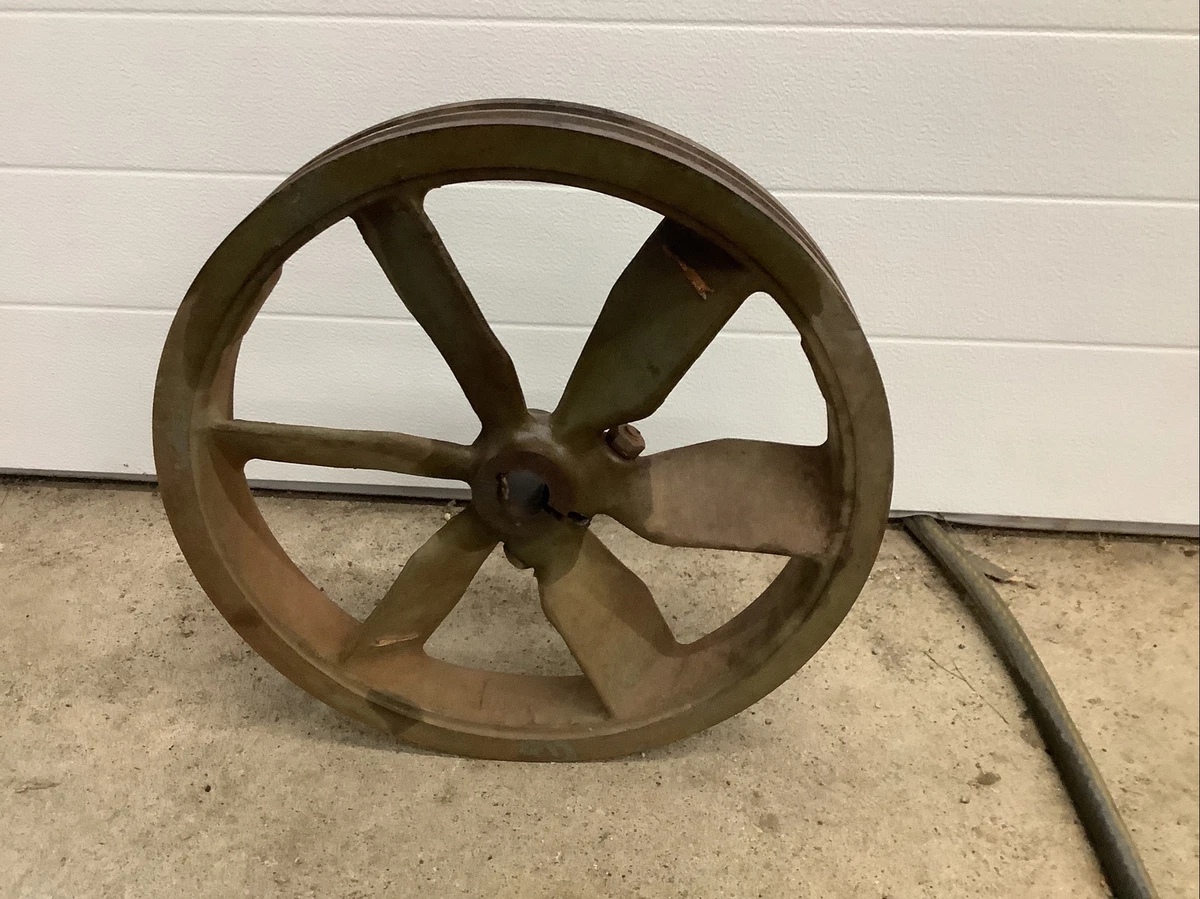 ANTIQUE CAST IRON V BELT PULLEY WHEEL INDUSTRIAL STEAMPUNK 18
