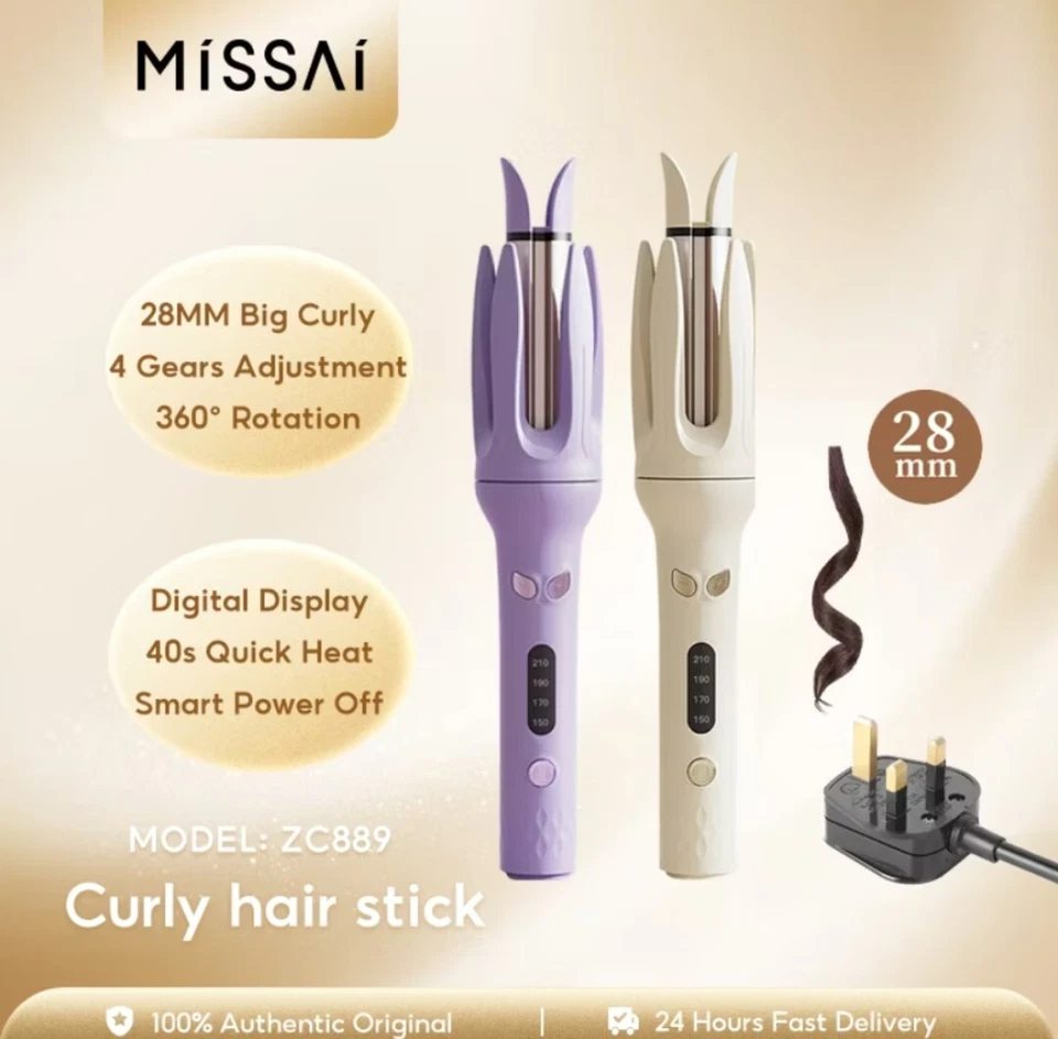 MISSAI Automatic Hair Curler 28mm Barrel Rotating Iron Hair Curler Styling Tool - Image 4 of 4