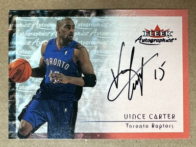 2000 Fleer Skybox Vince Carter Autographics On-Card Auto Raptors 
