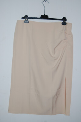 NEU - BODYFLIRT- GR. 44 - Midirock beige Schlitz Raffung elegant
