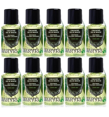 MARVIS Eau De Bouche , Mouthwash Collutorio, Strong Mint, 1 fl oz, Pack of 10