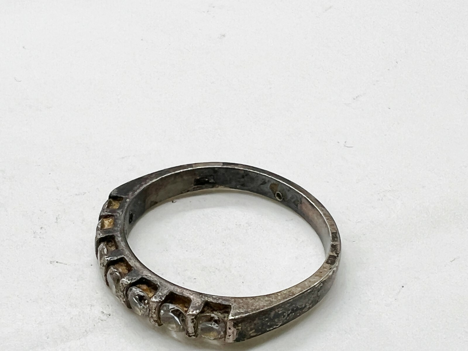 VINTAGE SOLID STERLING SILVER CLEAR HALF ETERNITY… - image 5