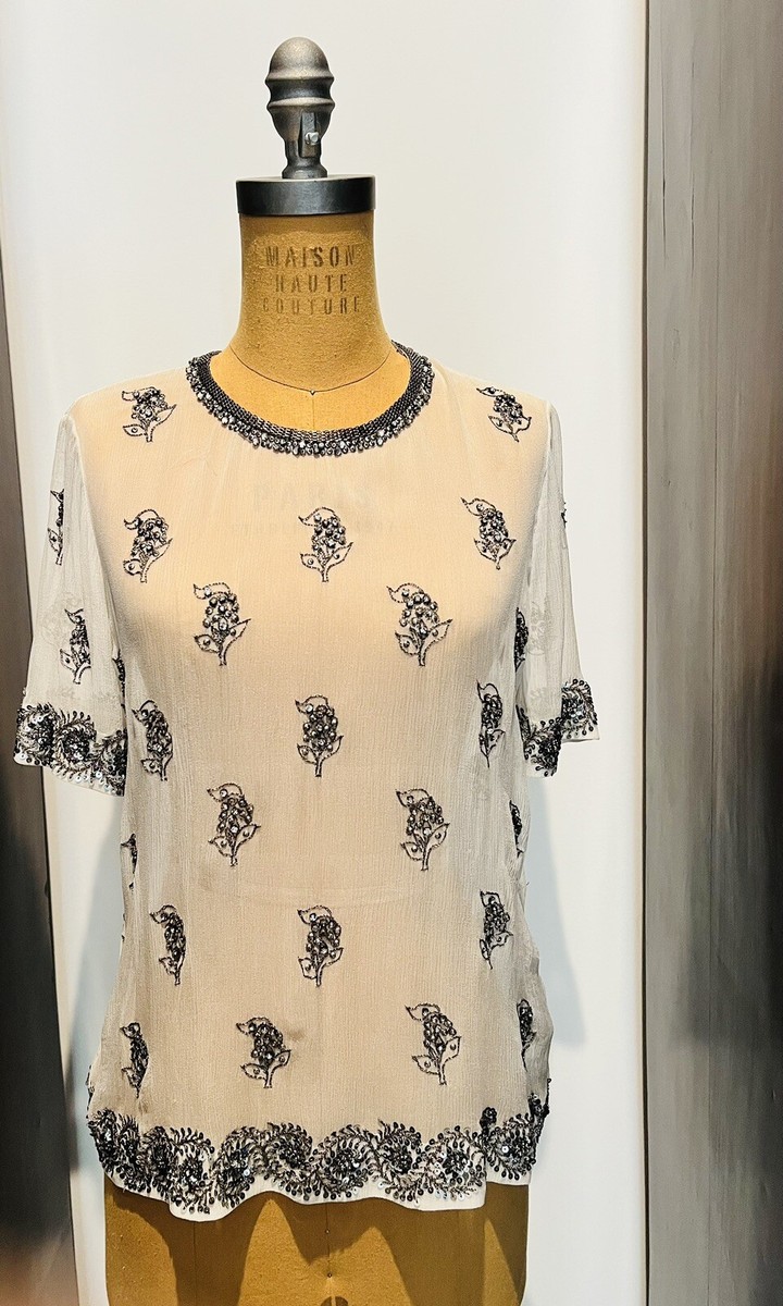 Isabel Marant 'Pierson' Prehnite Crystal Embellished Silk