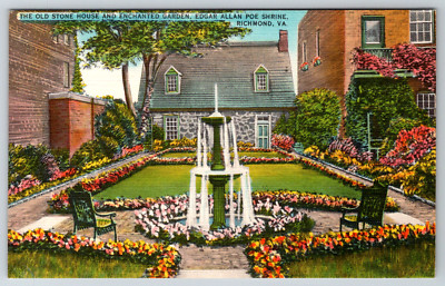 c1940s Old Stone House Enchanted Garden Poe Shrine Richmond VA Linen