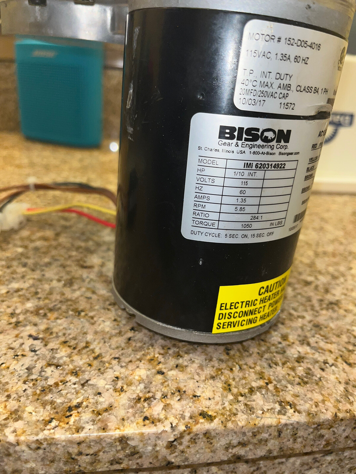 Bison AC Gear Motor MODEL# IMI 620314922/ HP 1/10 INT | eBay