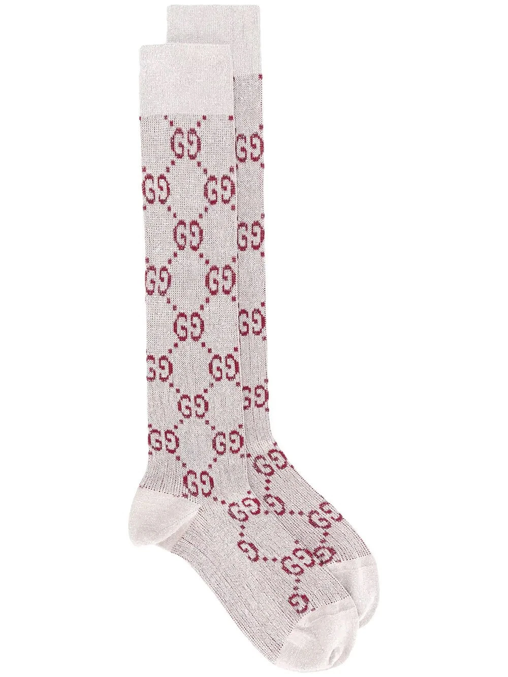 Chaussettes femme Gucci Supreme métallisé clair gris brillant en coton taille 9 M (20 22)