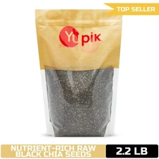 Yupik Raw Black Chia Seeds 2.2 lb Gluten-Free Kosher Vegan Natural Plant-Based S
