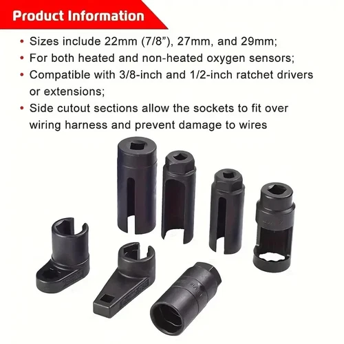 7PCS 1/2"Drive Oxygen Sensor / Lambda Sensor Socket Set Tool All Sizes AU - Picture 3 of 11