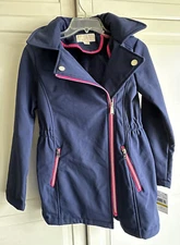 Michael Kors Coat Jacket Girls 14 Blue with Pink Zipper Fleece Lined NEW