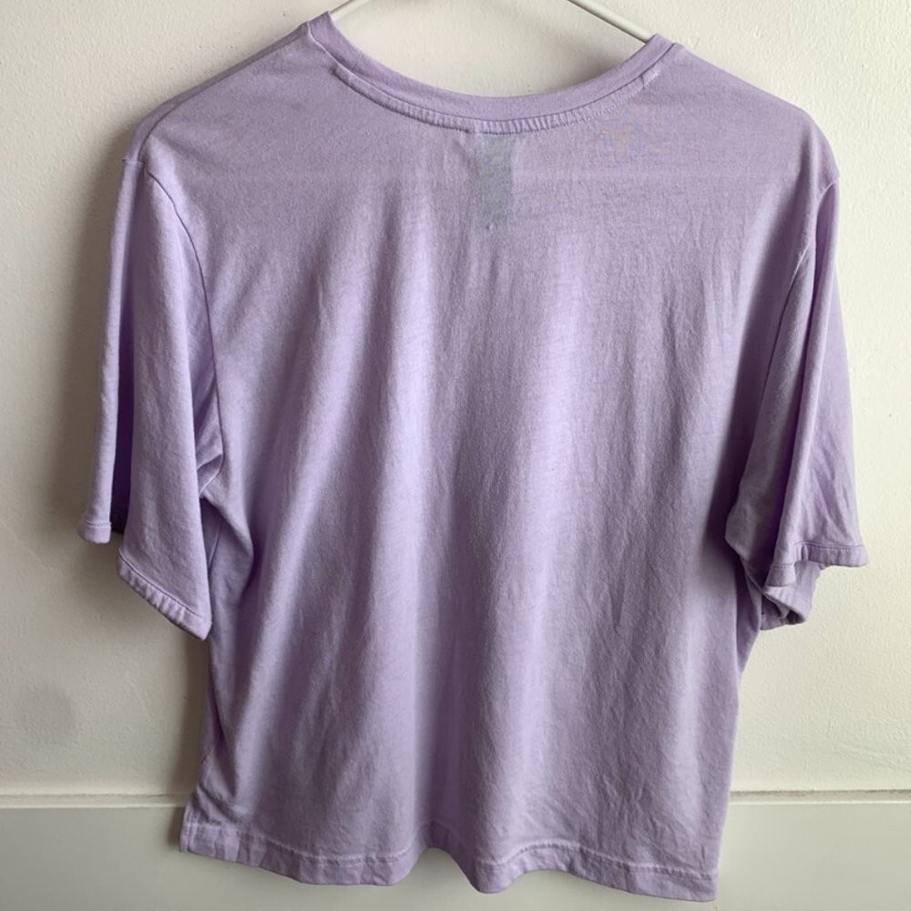 Adidas Light Purple Logo Cropped Short Sleeve Shirt Size Medium