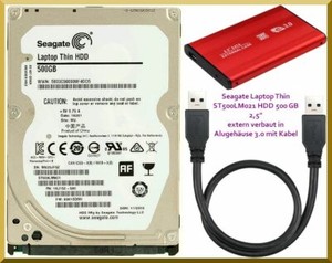 Festplatte 500GB: SEAGATE Thin ST500LM021 2,5" in NEUEM ext. Alugehäuse USB 3.0