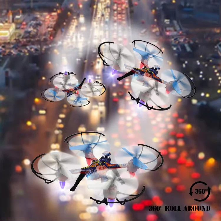 Drone 2.4Ghz 4-Axis aerocraft one key take off/landing W/remote control Graffiti - Image 3 of 4