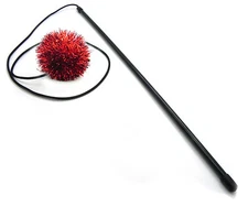 Tuff Kitty Puff Sparkle Ball Cat Teaser Wand -RED
