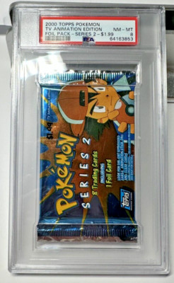 2000 TOPPS Pokemon SERIES 2 $1.99 Booster Pack TV Animation Edition PSA 8 NM UK