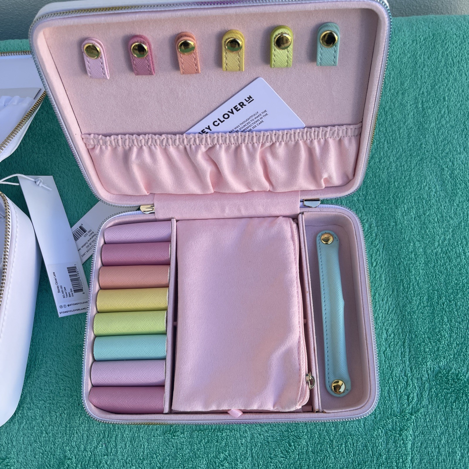 Two Stoney Clover Lane Travel Cases, Jewelry Box, 2 White Zip Cases