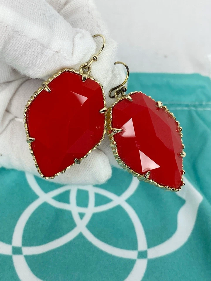 Pendientes colgantes de oro Kendra Scott Corley rojo brillante RARO descontinuados Foto 2 de 4