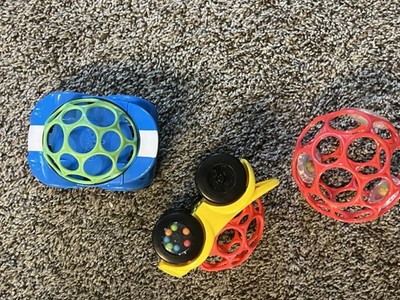 1 Oball rattle Ball Baby Toy kids multicolor 2  cars with working wheels 3 pcs