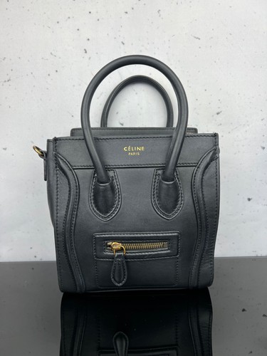 Celine Nano Luggage Bag Black Smooth Calfskin Leather Tote Phoebe Philo Era 