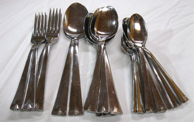 Vintage Oneida West Bend Stainless Steel OHS84 31 pc Flatware Fork Spoon Set